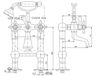 Смеситель для ванны Rav Slezak Morava retro MK350.5/2 хром